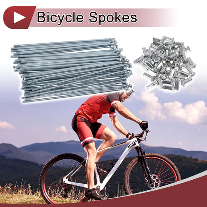 Bike Spoke Set 48 135mm Carbon Steel Galvanized for 10G Bicycle Wheels