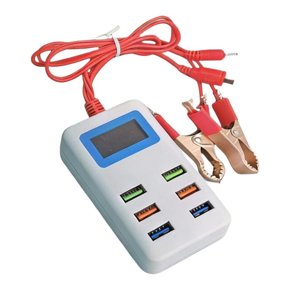 6-Port USB Charging Clip with LCD Screen for Universal Use (2010–2023)