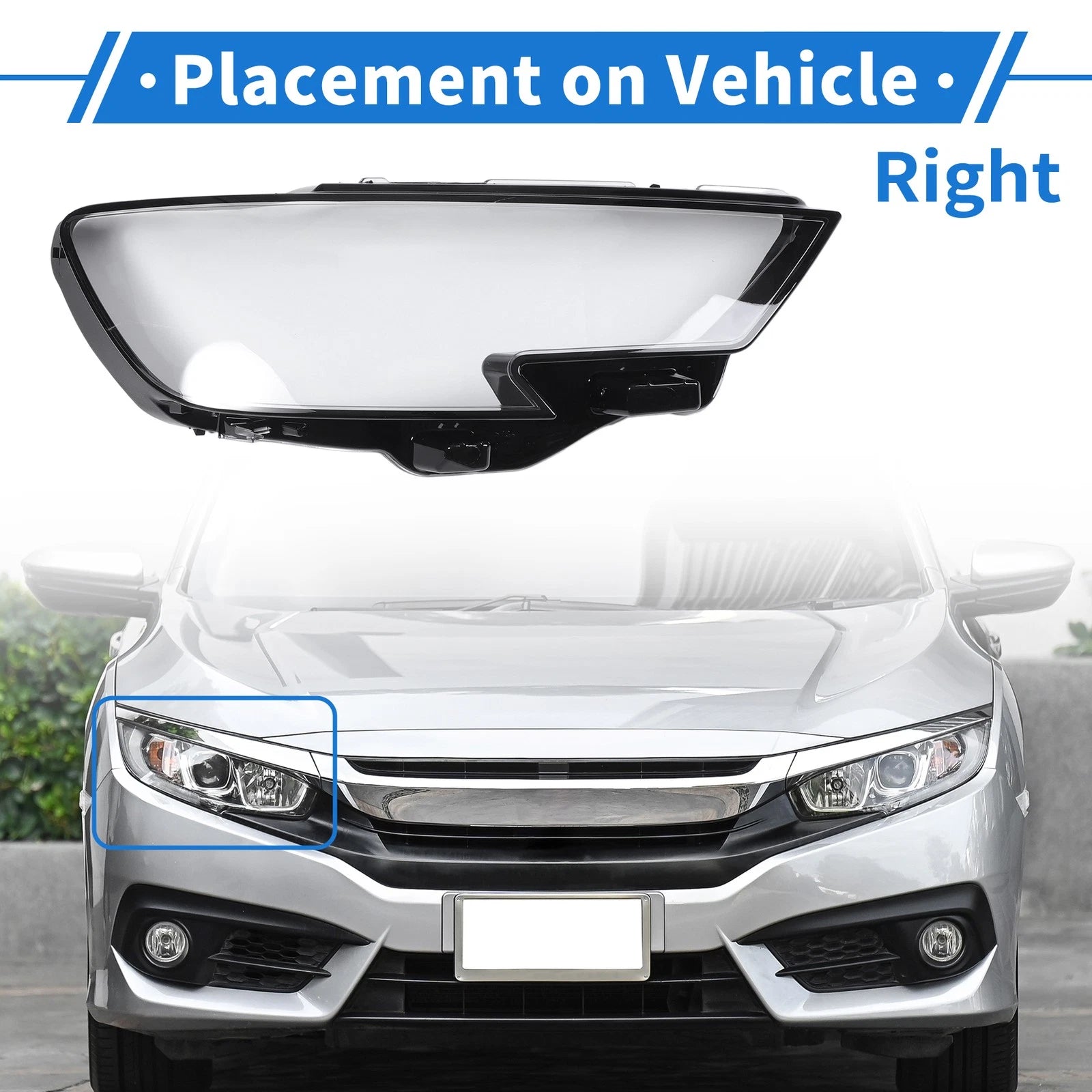 Front Right Headlight Lens Cover Replacement for Audi A3 (2016–2020)
