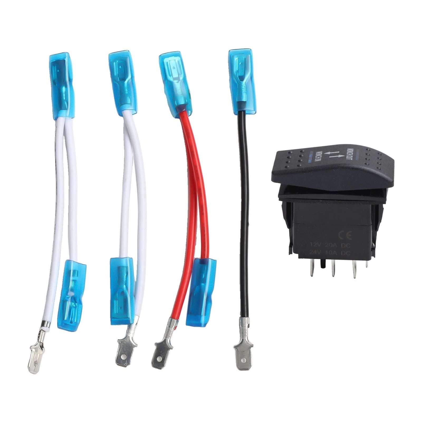 Rocker Switch for Winch In/Out (12V-24V) - Blue (ON)-OFF-(ON)