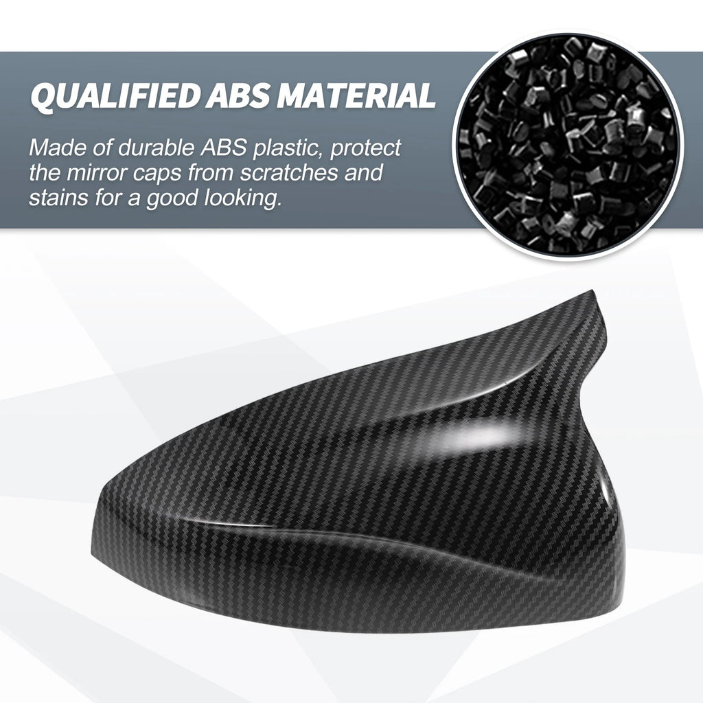 Rearview Mirror Cover Cap Black Carbon Fiber Replacement for Audi A3 S3 (2015–2018)