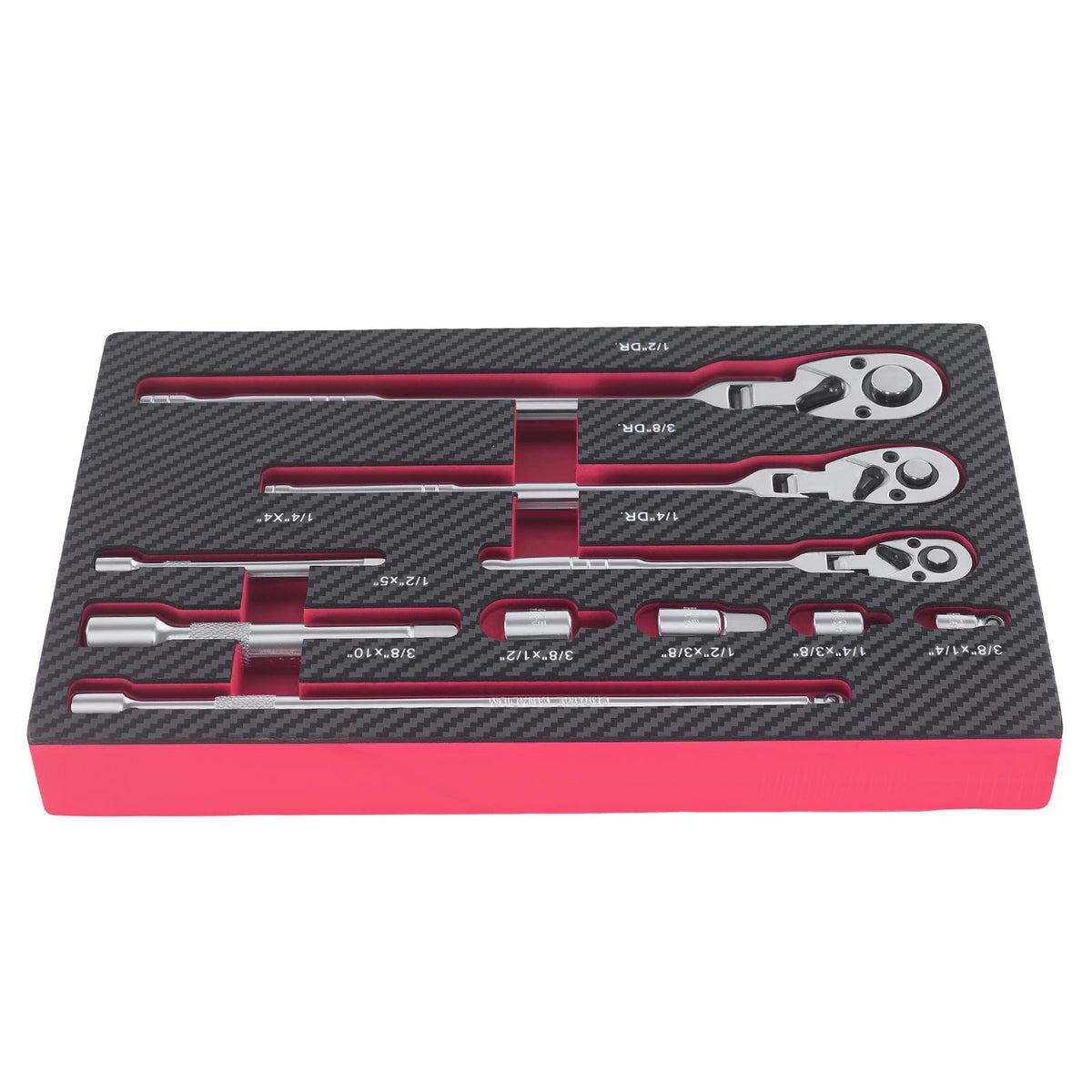 10pc 72T Ratchet Set for Automotive (1/4", 3/8", 1/2" Drive)