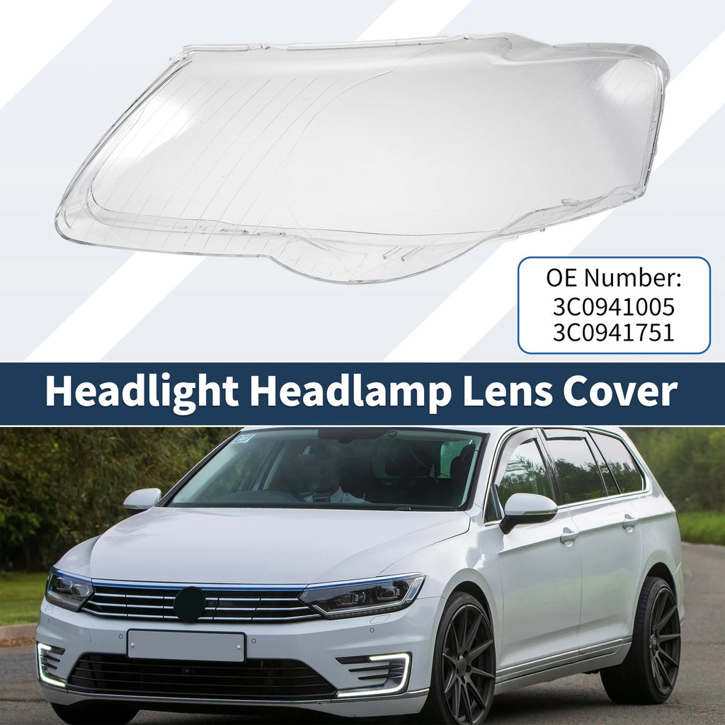 Headlight Lens Cover Front Left Replacement for Volkswagen Passat (2006–2015)