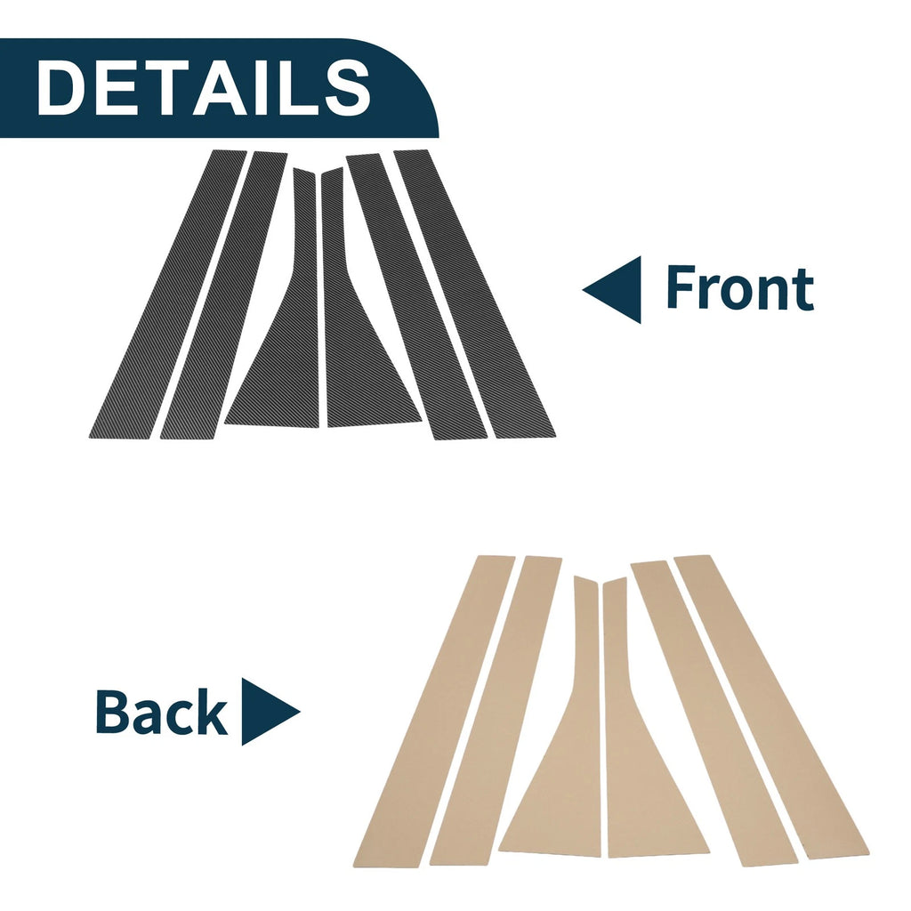 6 Pcs Door Pillar Window Trim Replacement for Honda Fit (2007–2008)