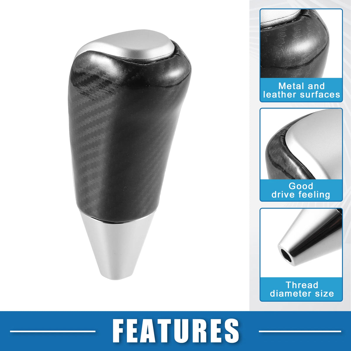 Gear Shift Knob for Toyota Land Cruiser (2016–2021) Black Silver Tone