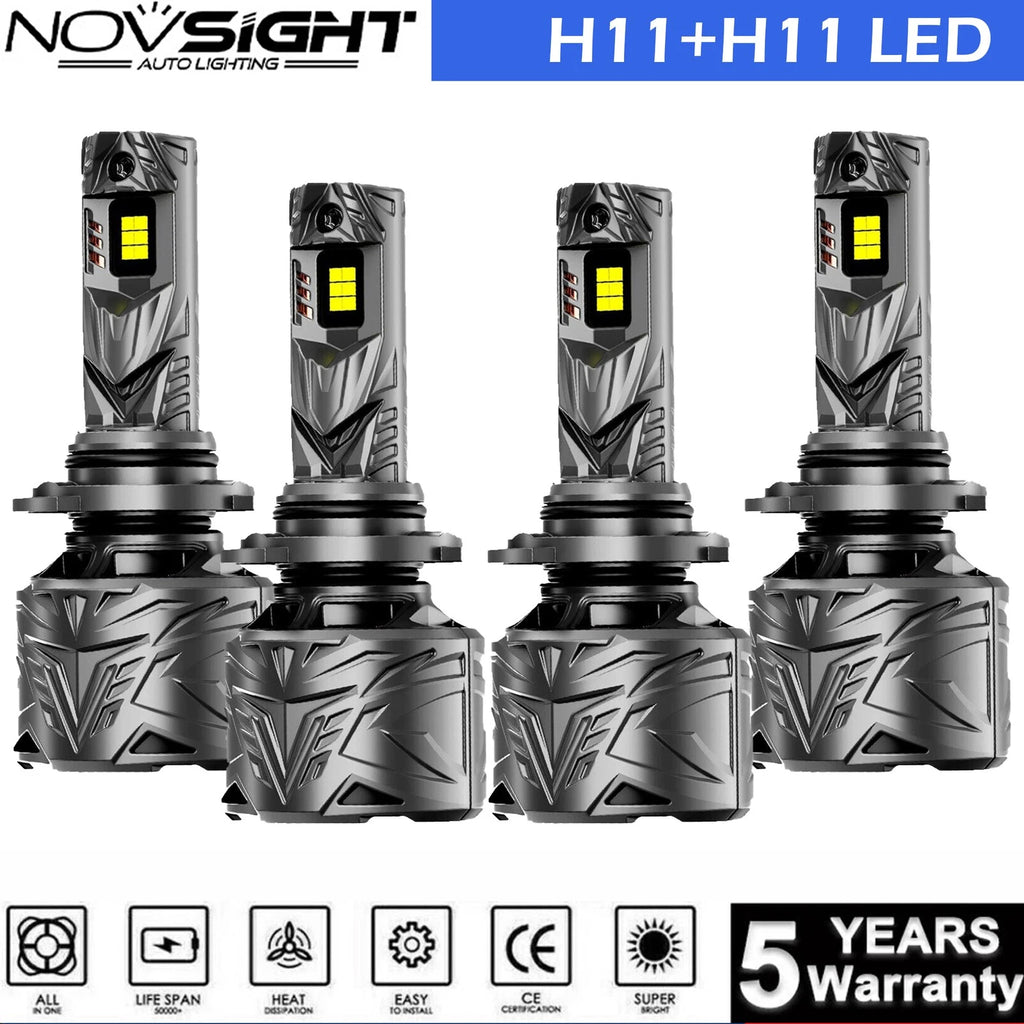 4X H11 LED Headlight Bulbs for High & Low Beam (6500K)