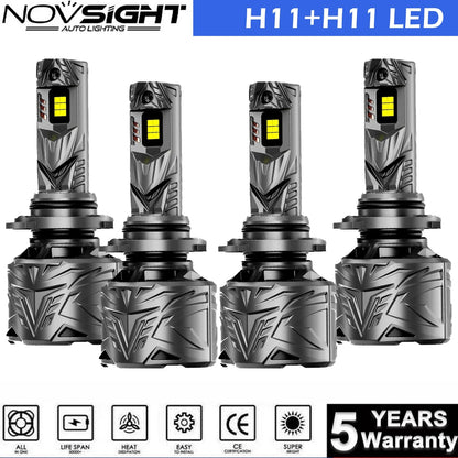 4X H11 LED Headlight Bulbs for High & Low Beam (6500K)