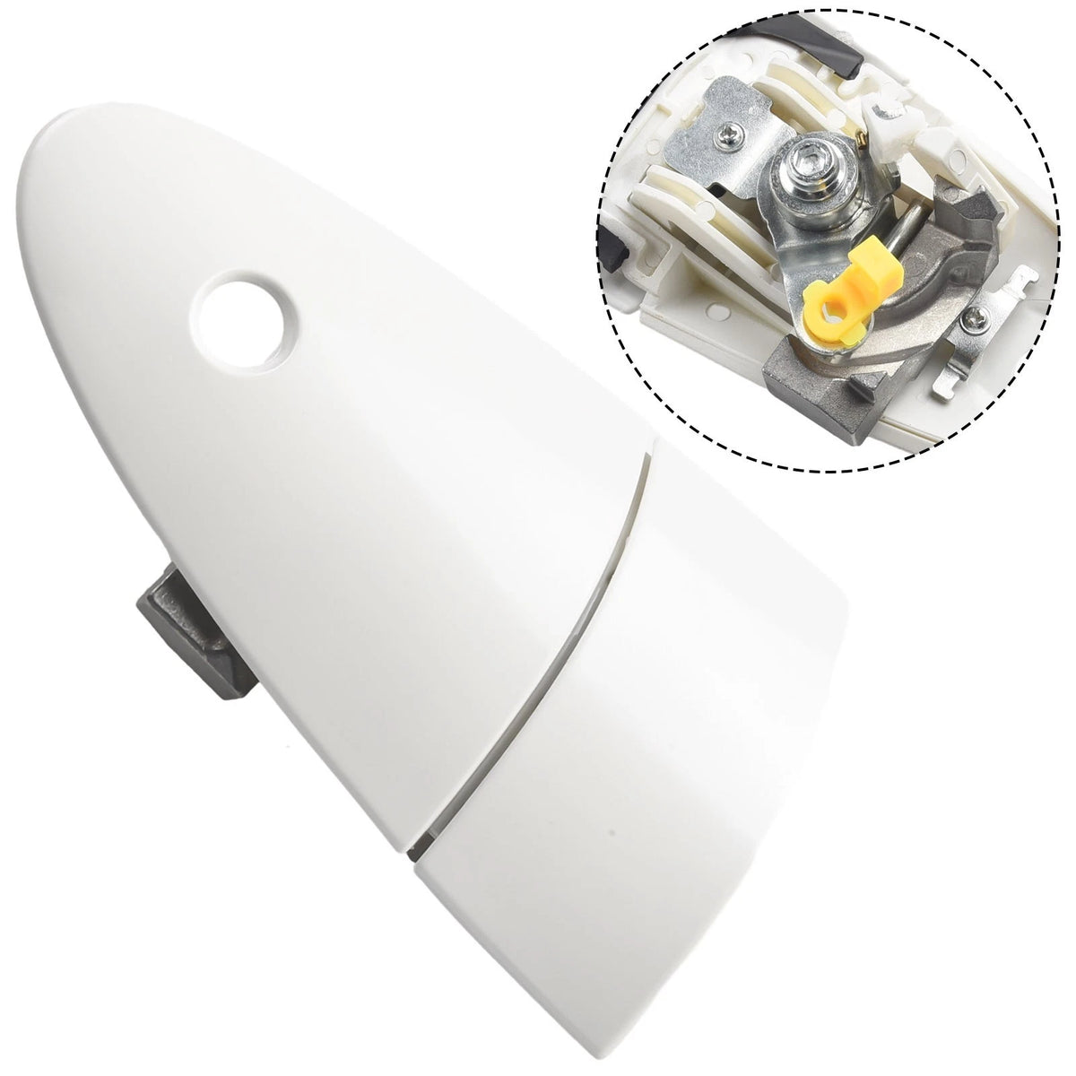 Front Door Outer Handle for - White, Key Hole Type