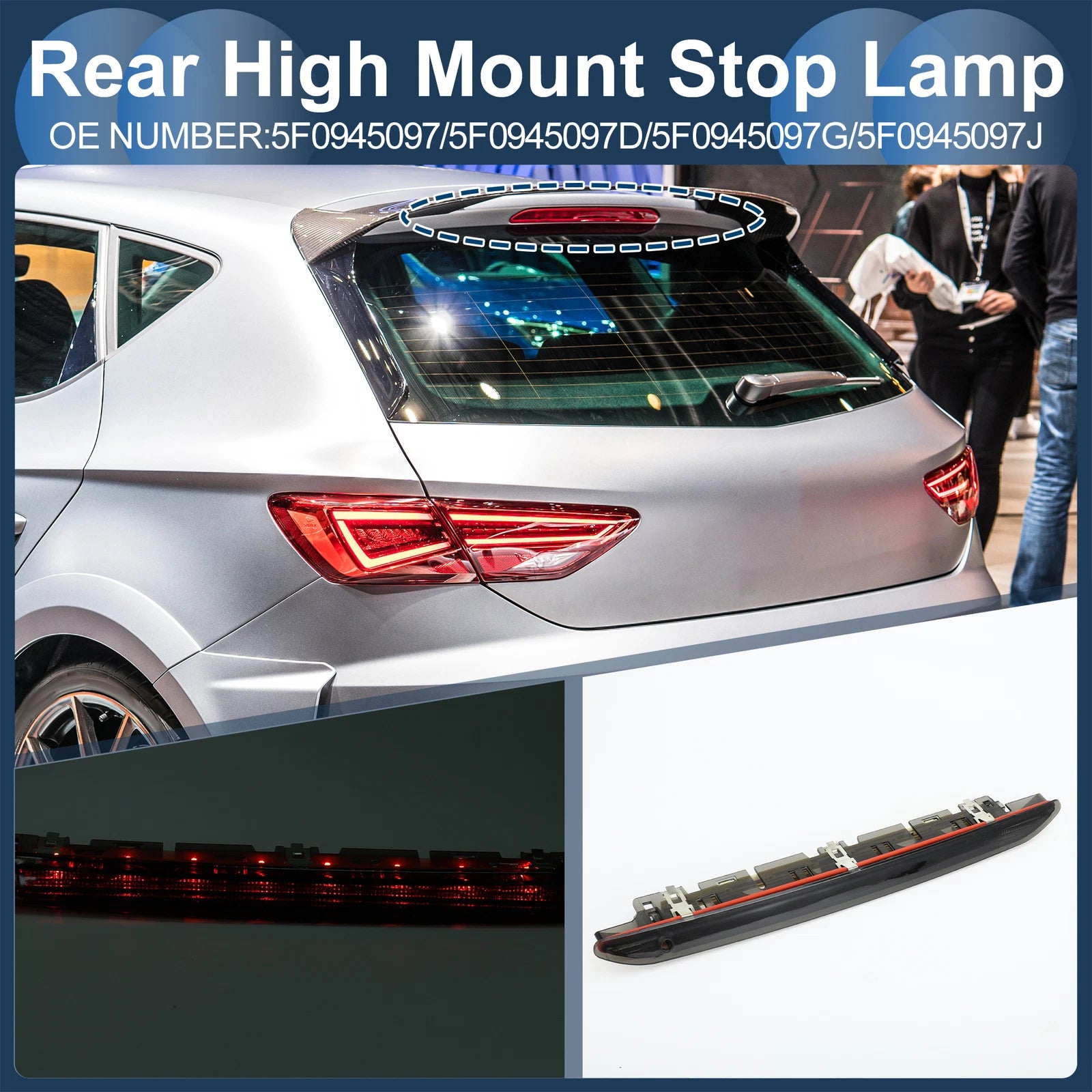 LED Third Brake Light for Seat Leon III (5F) (2013–2017) Black Housing