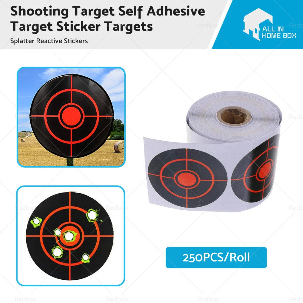 Self Adhesive Splatter Reactive Shooting Target Stickers (250X Roll)