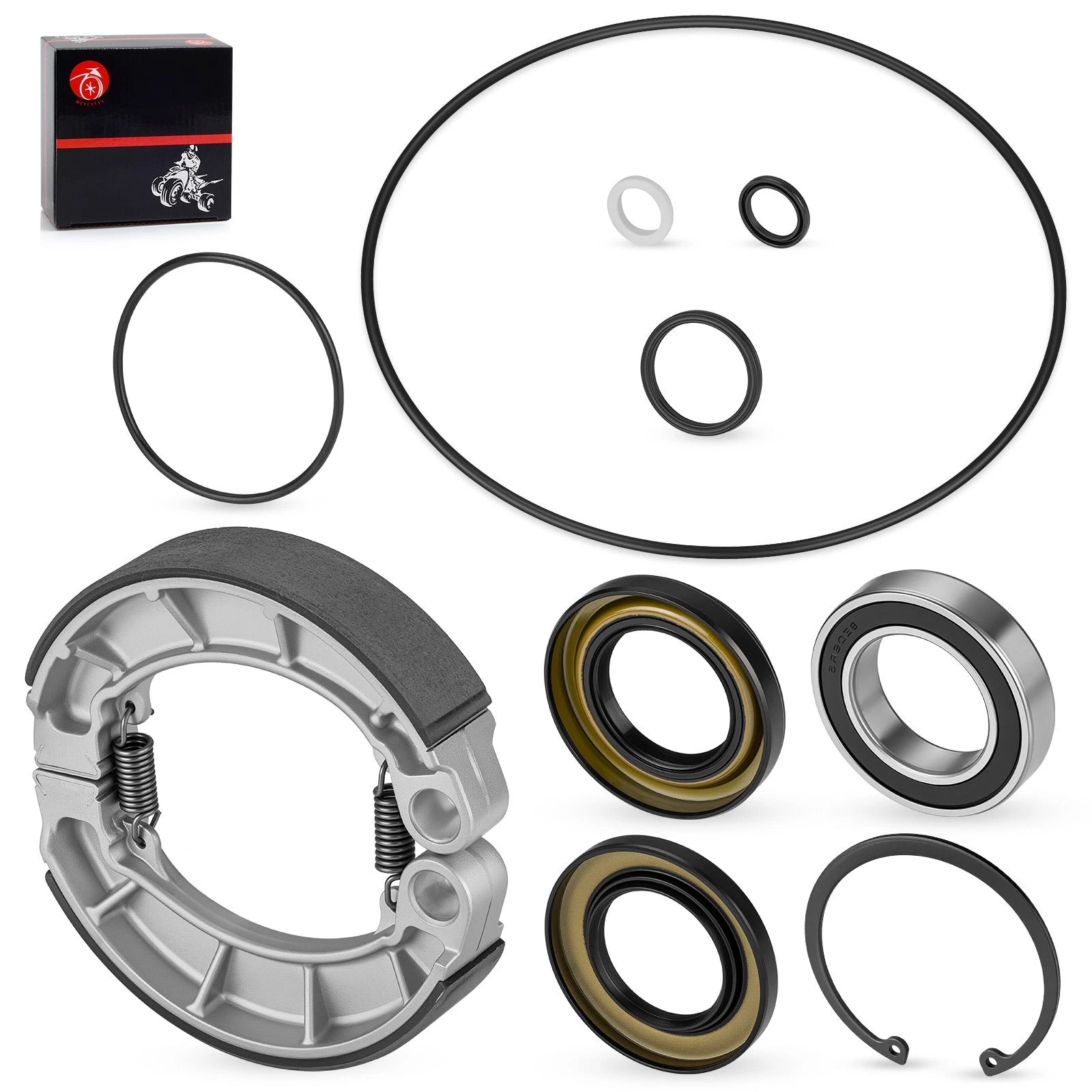 Rear Brake Drum Bearing Seals + Shoes Kit for Honda Rancher 420 TRX420TE (2007–2013)