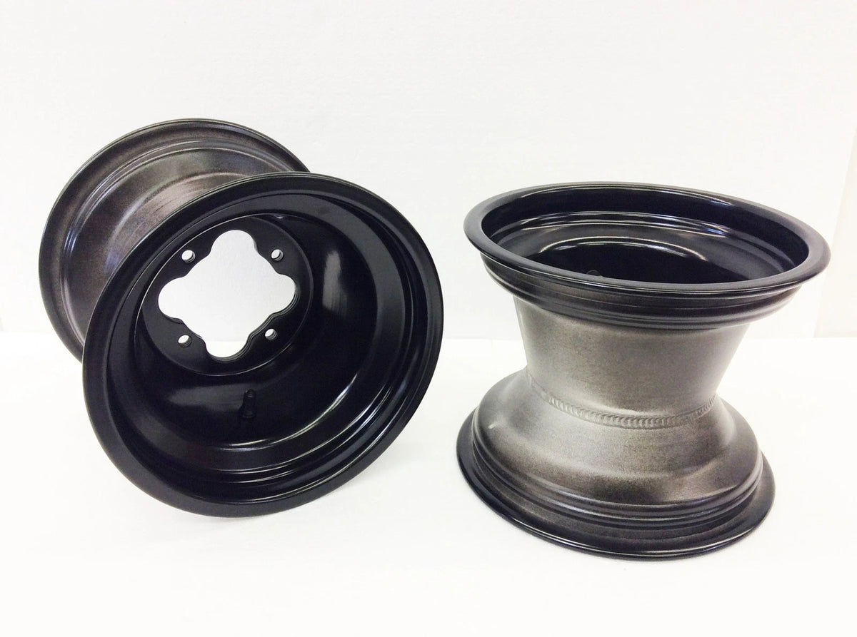 DWT Black A5 Rolled Lip Rear Wheels for TRX 250R 450R LTR KFX (PAIR) 10x8 4/110