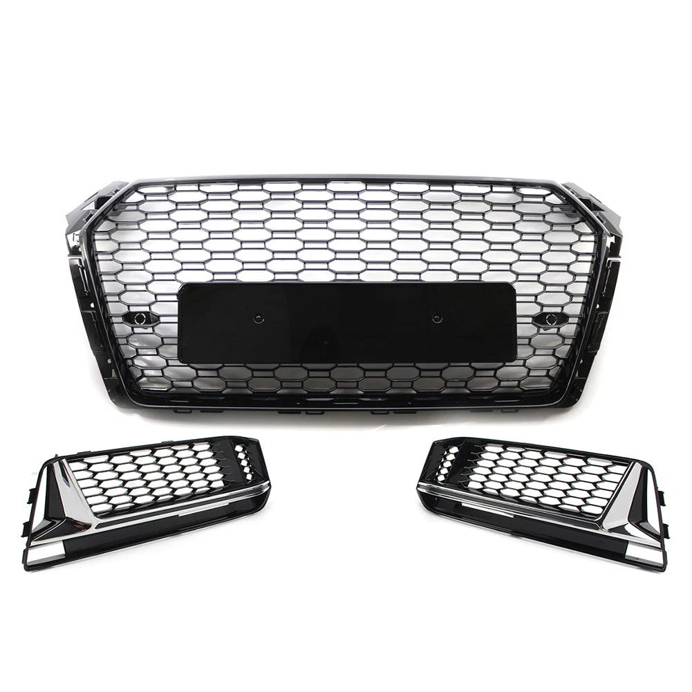 Front Bumper Grill Fog Light Covers for Audi A4 B9 S4 (2017–2018)