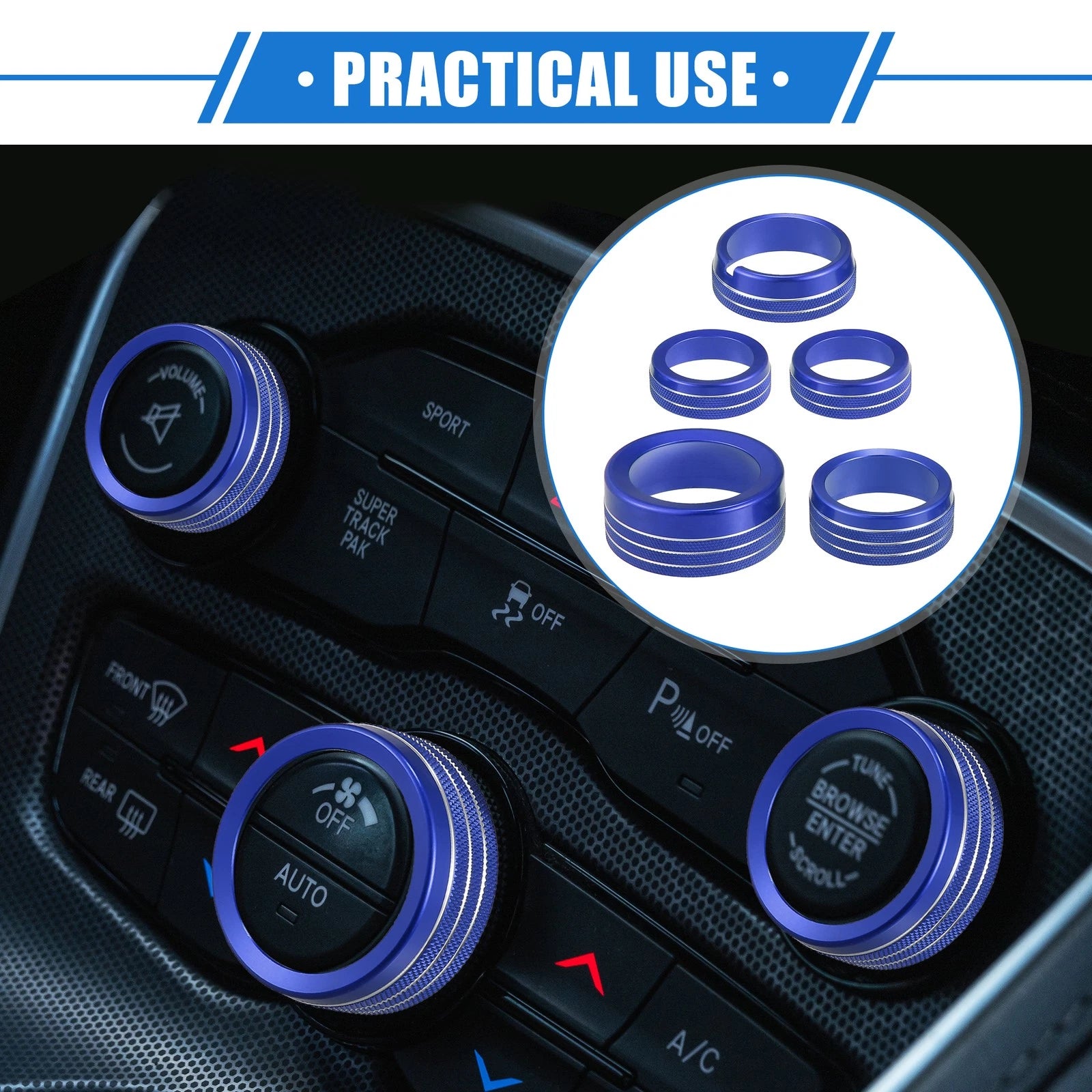 AC Climate Control Knob Ring Kit for Chrysler 300 and Dodge Challenger (2005–2015)