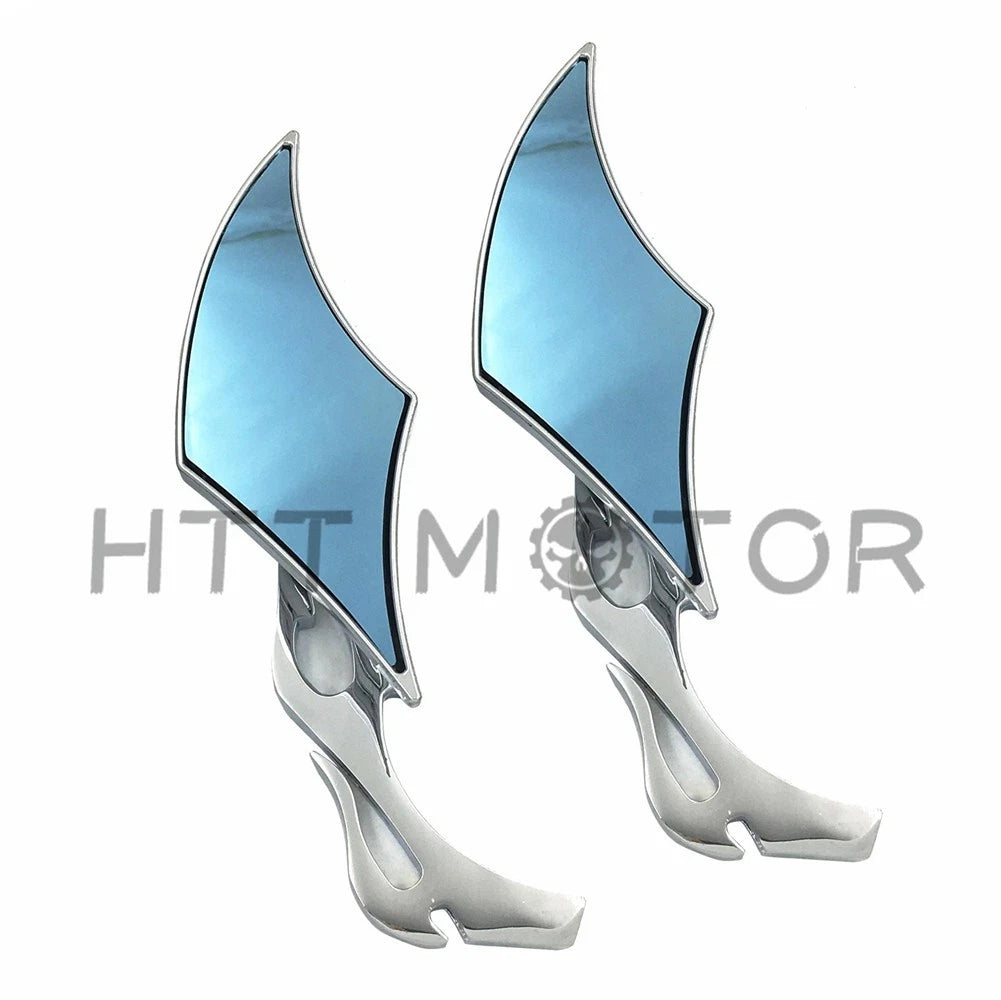 Chrome 8MM 10MM Flame Twisted Diamond Rear View Mirrors for Cruiser Chopper