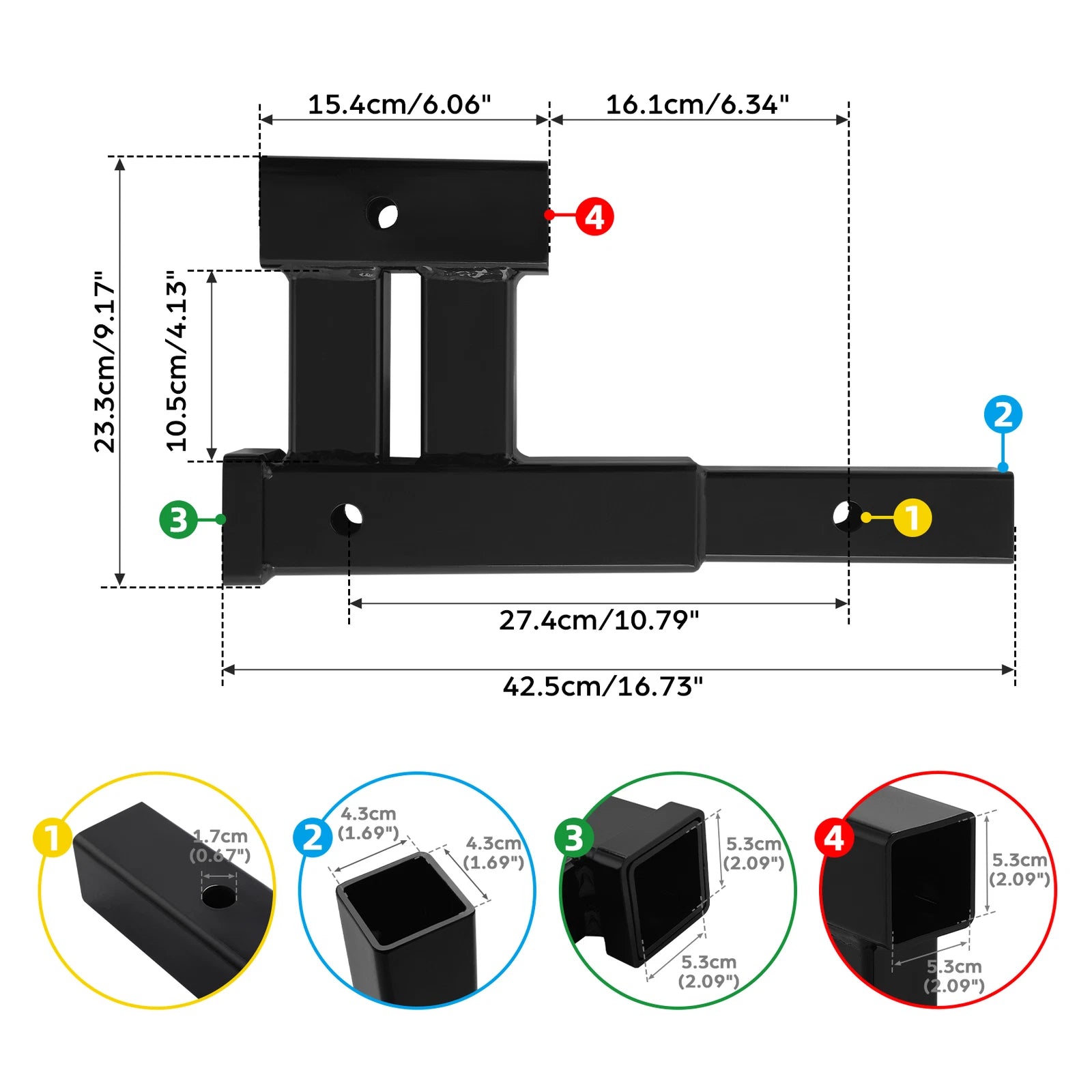 2" Trailer Receiver Hitch Rise-Drop Adapter for (4000LB)