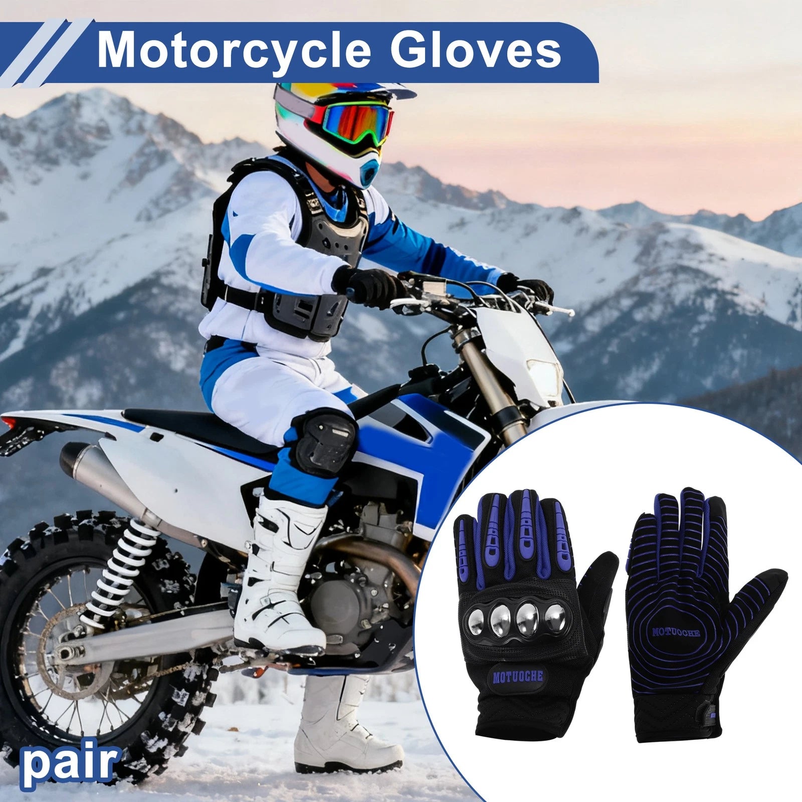 Men's Steel Shell Cycling Gloves for Mountain Biking Blue (One Size)