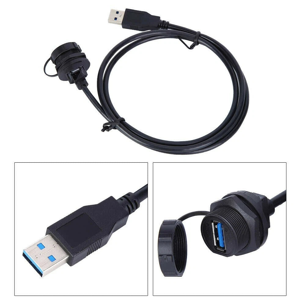 USB 3.0 Type A Panel Mount Connector Female Socket with Cable CAP