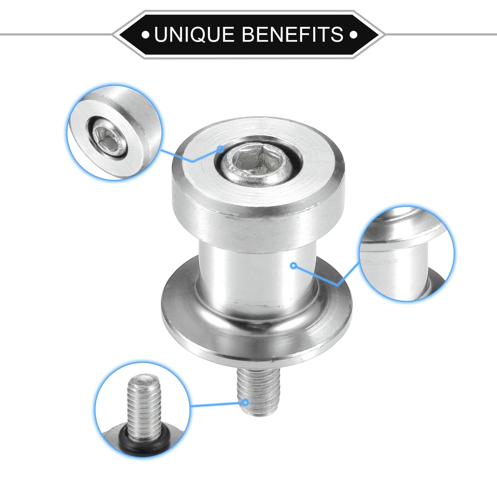 Motorcycle Swingarm Spool 6mm CNC Slider for Stand Silver Tone (Universal)