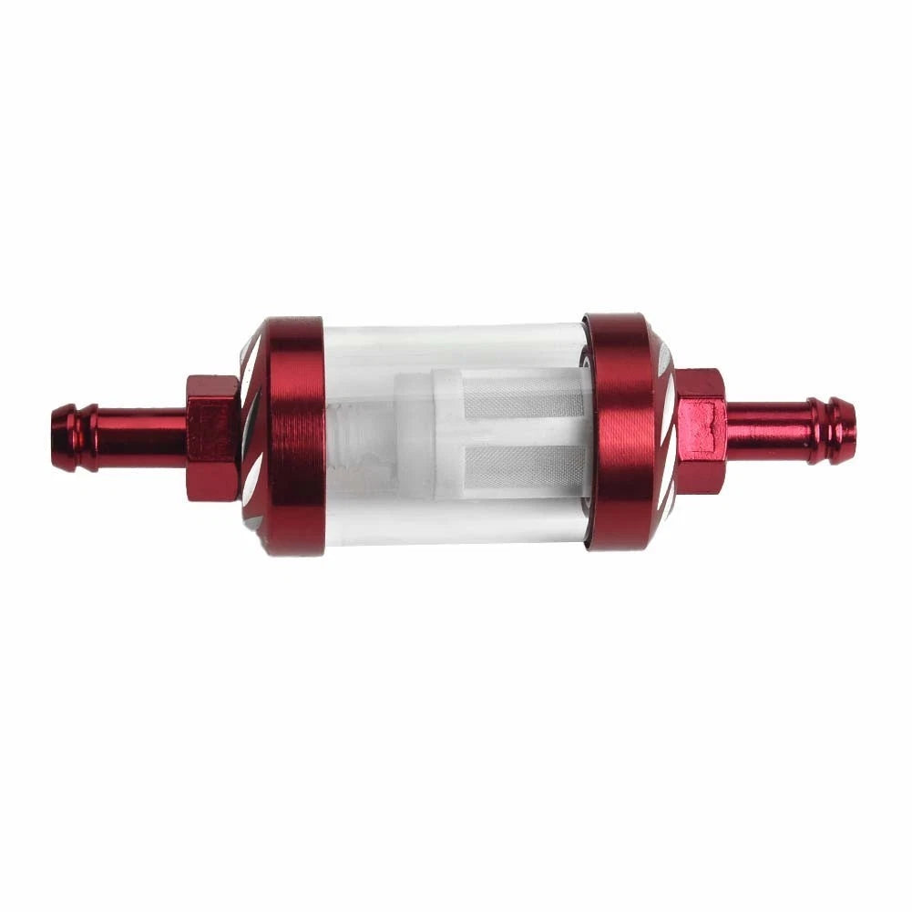 8mm Aluminum Motorcycle Fuel Filter for (Red)
