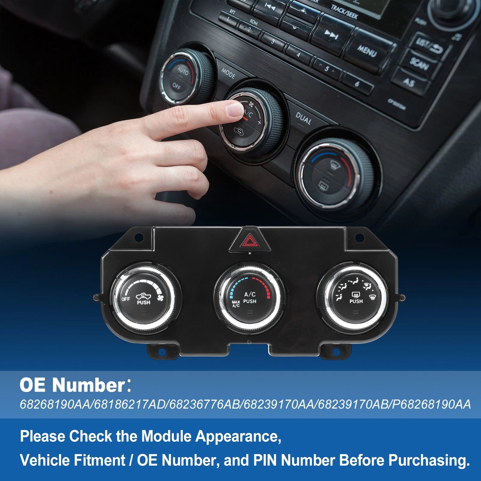 A C Heater Climate Control Module Panel Replacement for Dodge Ram 1500 (2014–2018)
