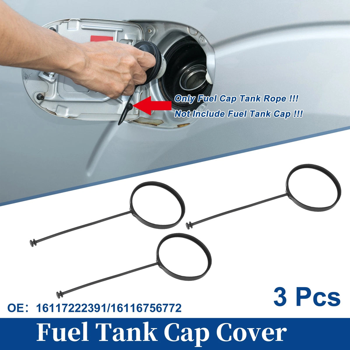 Fuel Tank Cap Tether Rope Kit for BMW X6 2008–2018 (3 Piece)