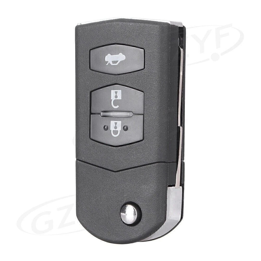 Remote Flip Key Shell Case for Mazda 3 5 6 (2004–2013) - 3 Buttons Black