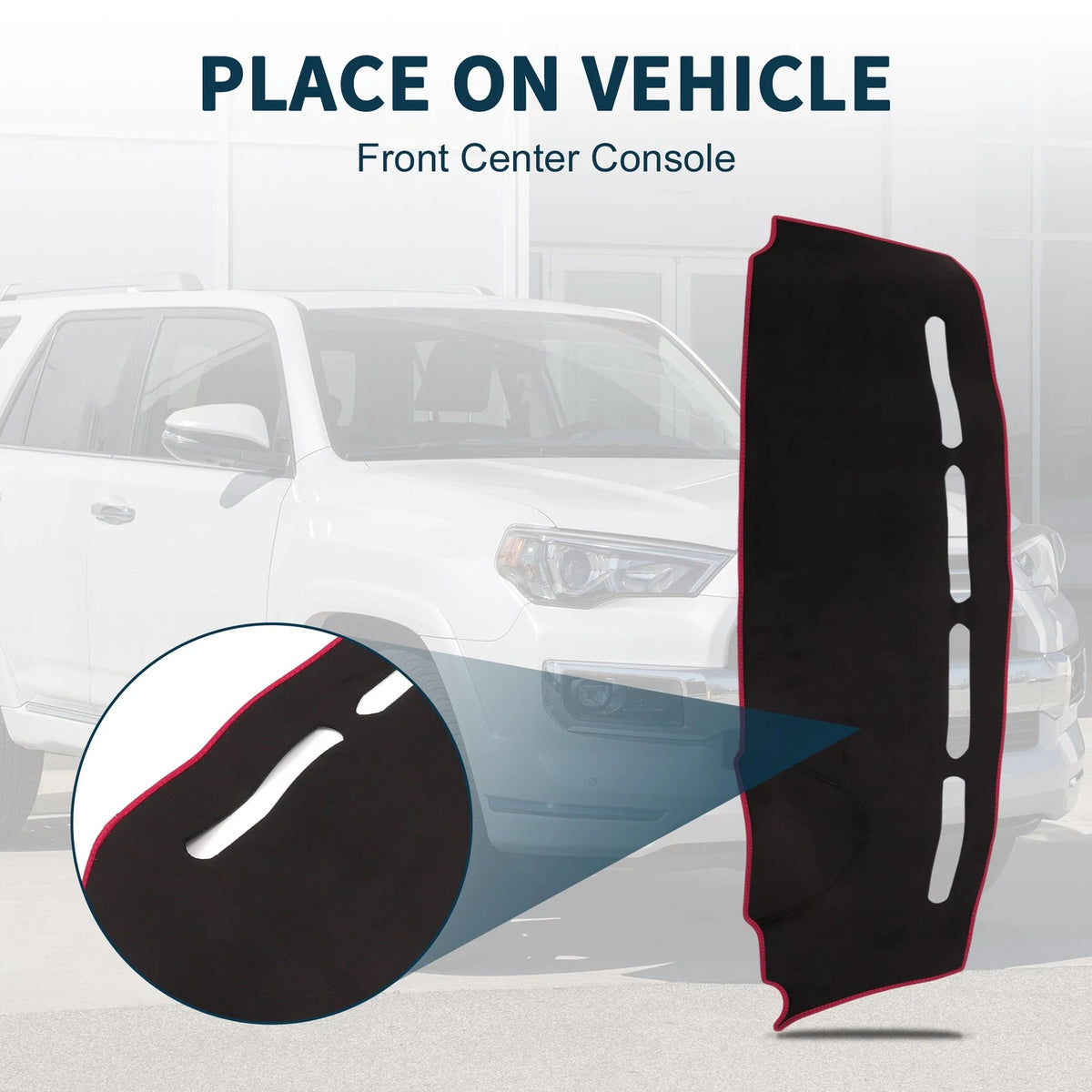 Dashboard Cover Mat for Fiat 500 (2012–2023) - Black Red