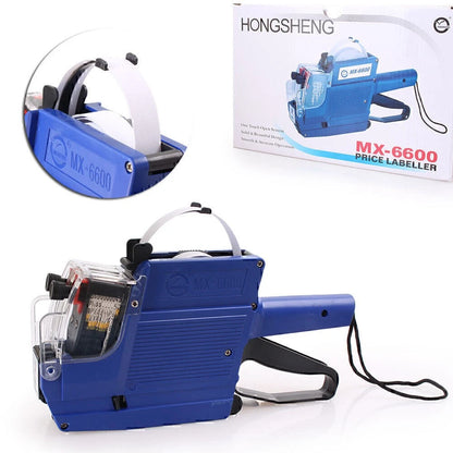 Blue MX-6600 Saguan 10 Digits 2 Lines Price Tag Gun +1 Ink Roller