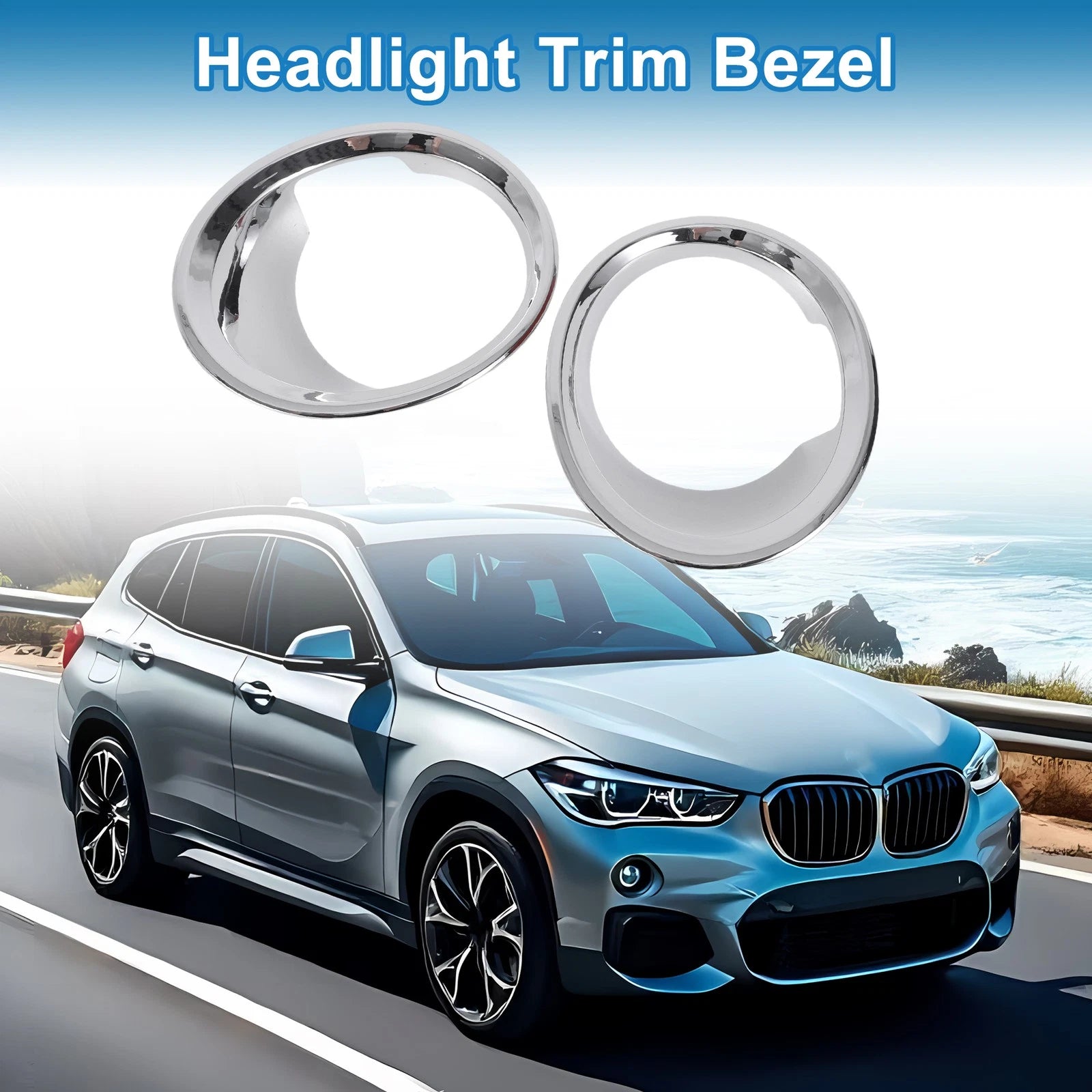 Headlight Trim Bezel Set for BMW X1 F48 Front Left Right (2016–2019)