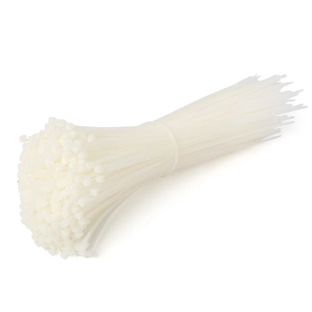 8" White Network Cable Cord Wire Ties Strap Zip Fasten Wrap Nylon 1000PCS