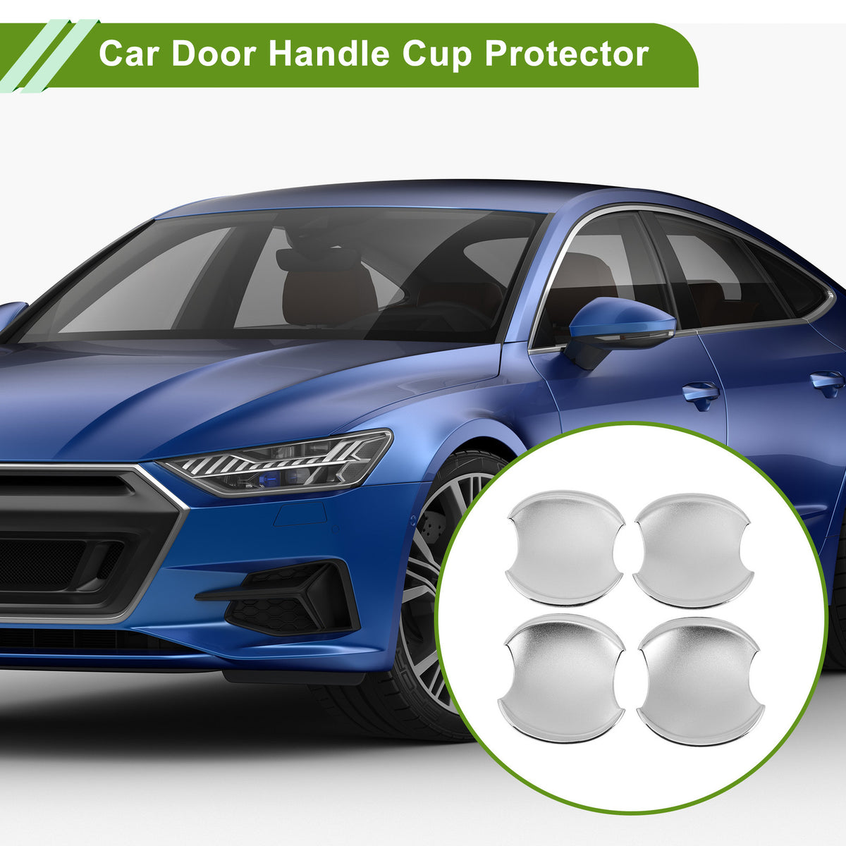 Door Handle Cup Protector for Honda Civic 8th Chrome Silver 4 Piece Kit (2016–2021)