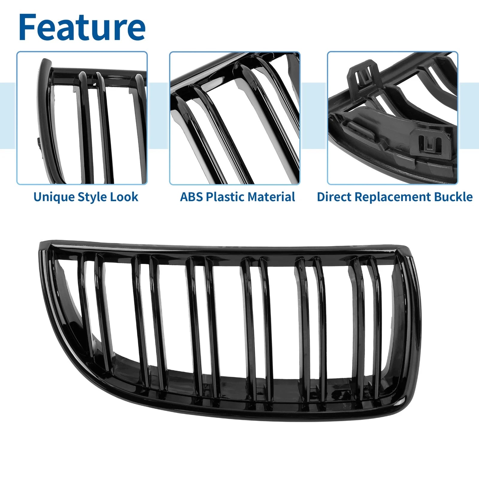 Gloss Black Front Kidney Grille for BMW E90 (2005–2008)
