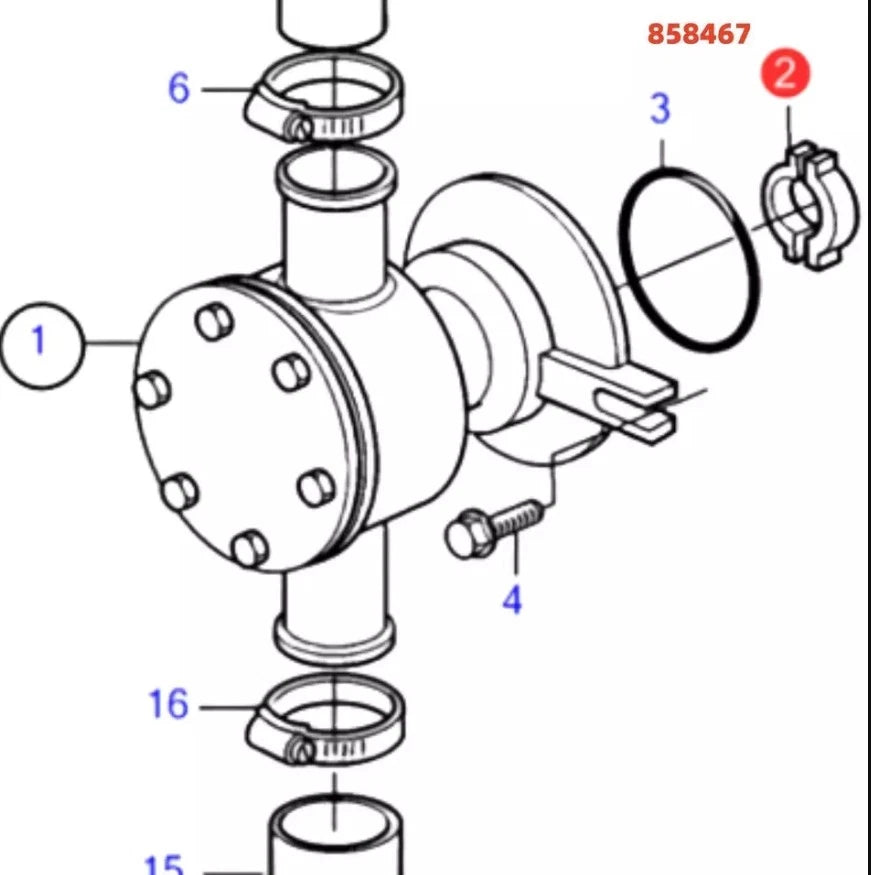 Sea Water Pump Cross Piece for Volvo Penta Diesel 30 (2000–2023)