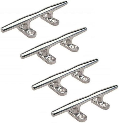 Set of 4 Stainless Steel 4-Inch Open Base Cleats for Marine Hardware
