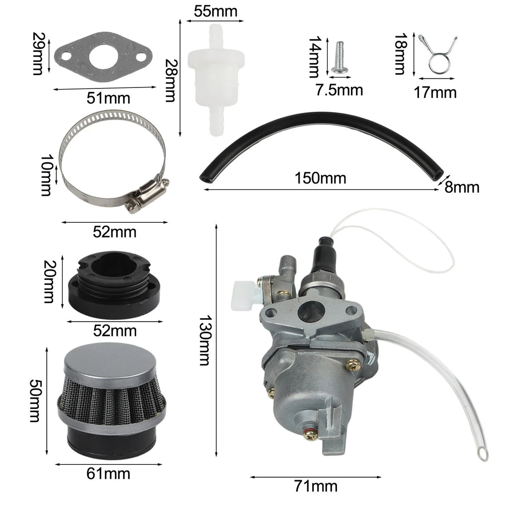 Carburettor and Air Filter Set for Mini Bikes and Scooters (49cc)