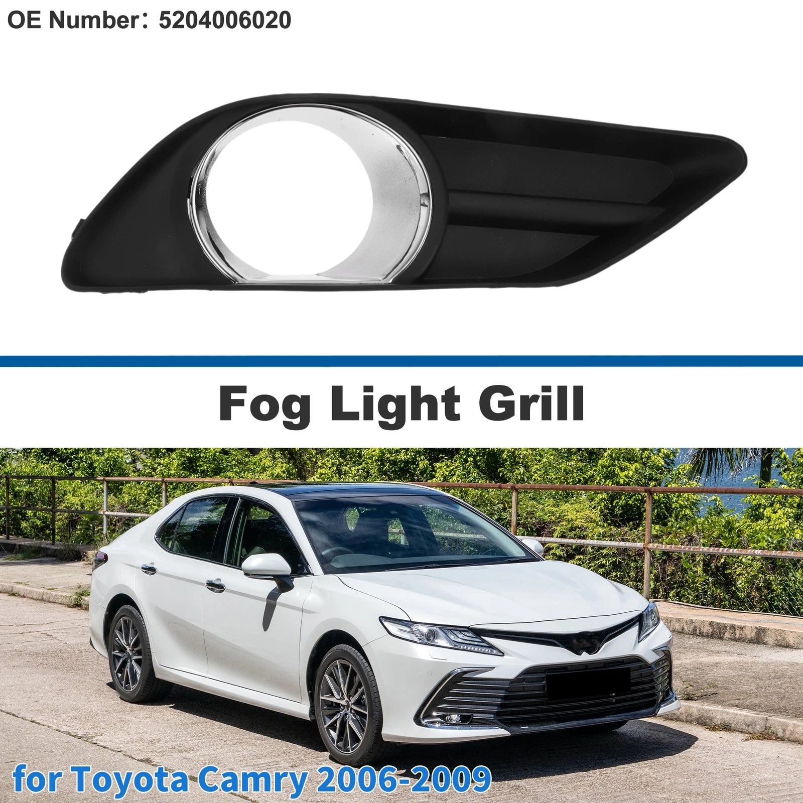 Front Left Fog Light Grill Replacement for Toyota Camry (2006–2009)