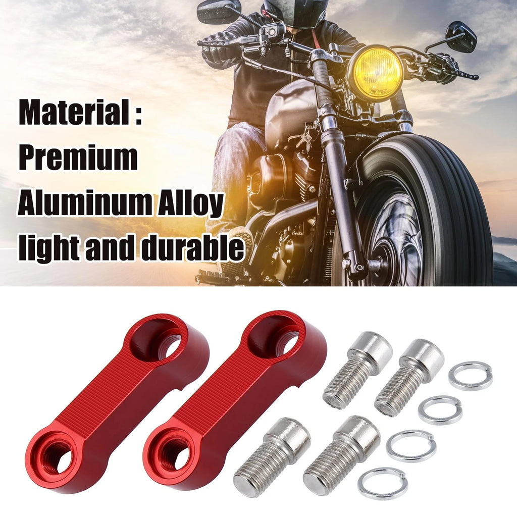Mirror Extender Adapter Pair 8mm 10mm for Honda Yamaha Motorcycle (Red)