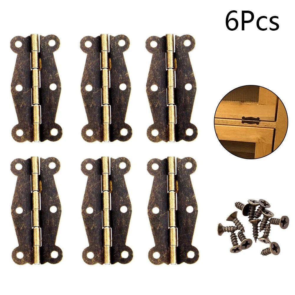 6Pcs Antique Bronze Hinge Jewelry Box Gift Box Wine Box Toolbox Cabinet Hinge