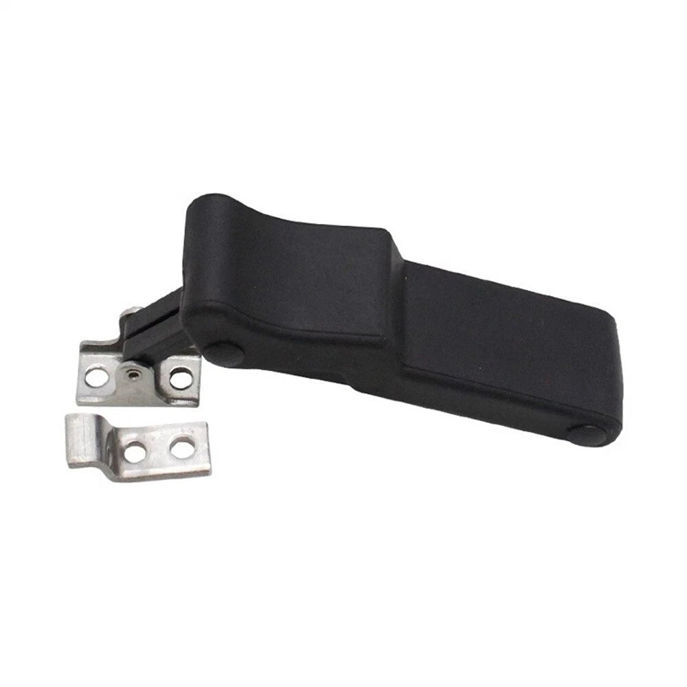 3.8" Flexible Rubber Draw Latch with Keeper for Boat Compartment (Black)