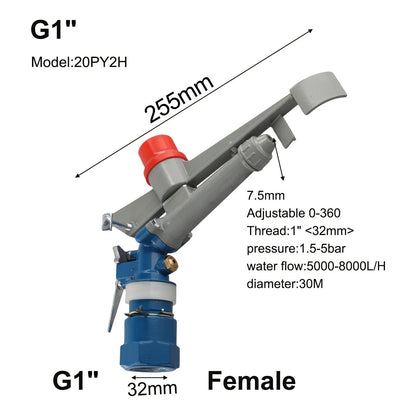Adjustable 1 Inch Irrigation Sprinkler for Wide Coverage