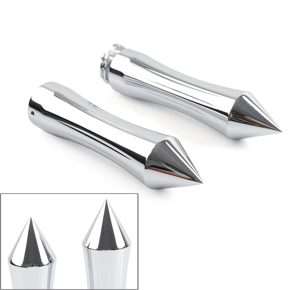 1" Chrome Spike Handlebar Grips with Throttle for Harley Honda