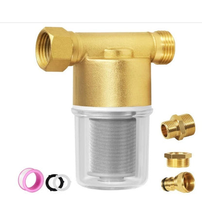 Brass Inline Sediment Filter with 3/4 GHT & 1/2 NPT Adapter