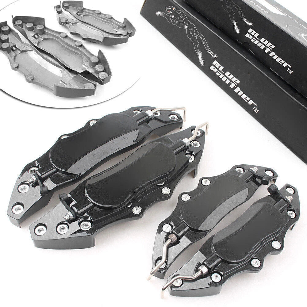 Set of 4 3D Metal Brake Caliper Covers Universal Front & Rear Black