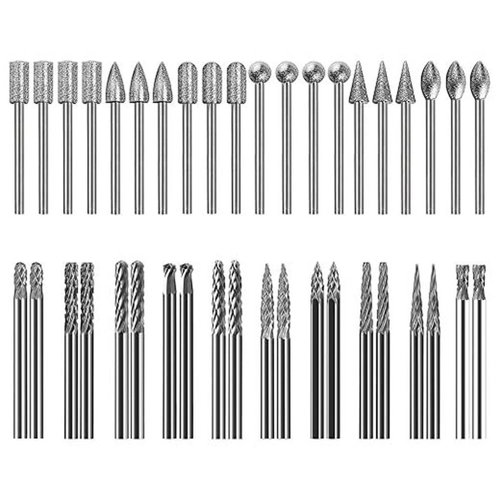 40 Piece Carbide Diamond Drill Bits for Rotary Tools (1/8 Inch Shank)