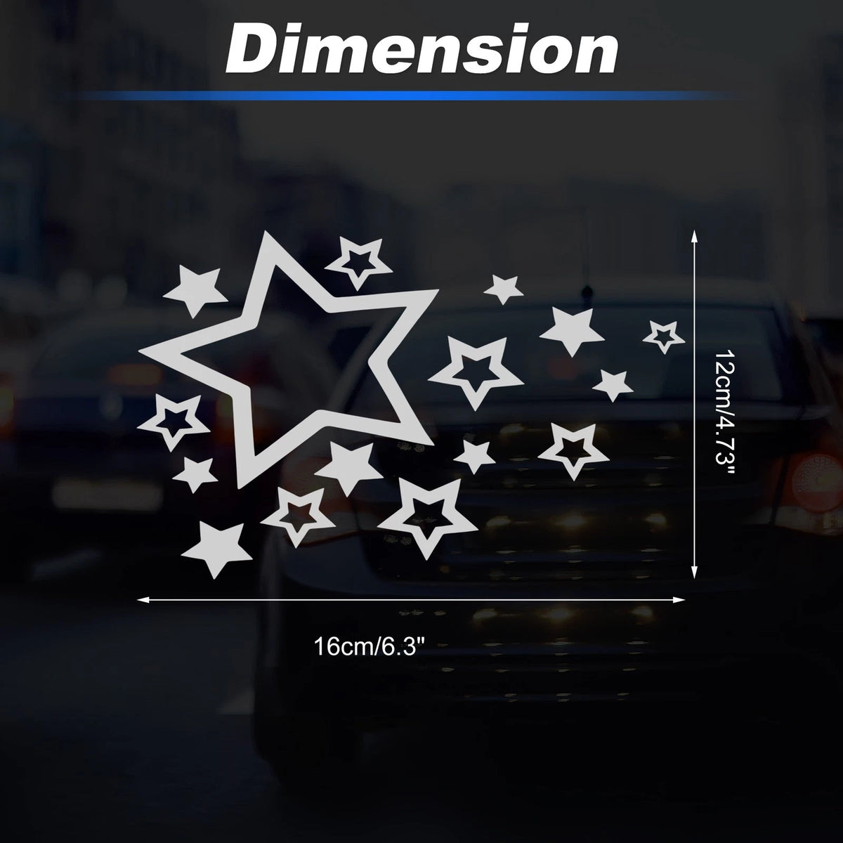 Reflective Bumper Decal for - Silver Tone Stars