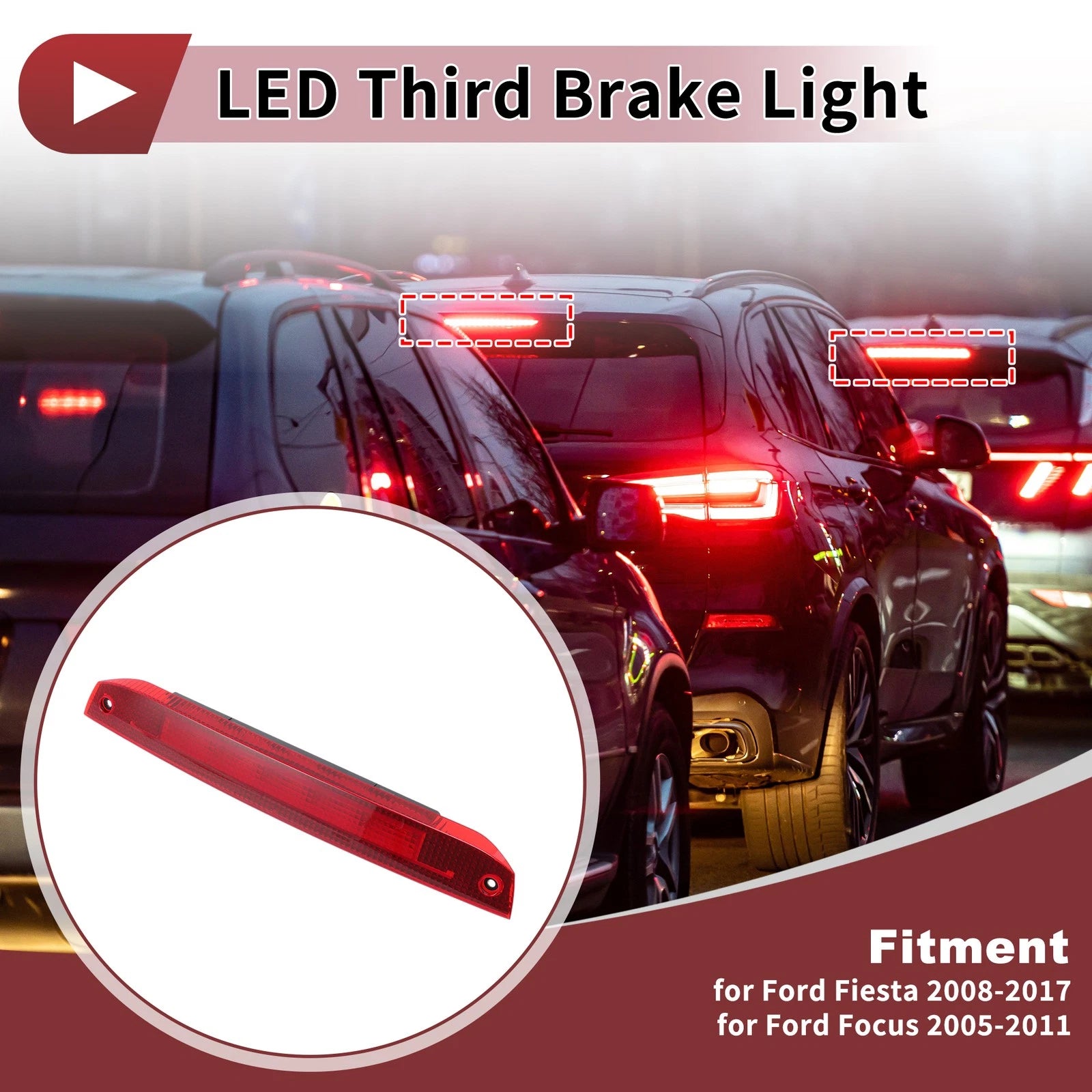 LED Third Brake Light for Ford Fiesta (2008–2017) 4M5113A613AD