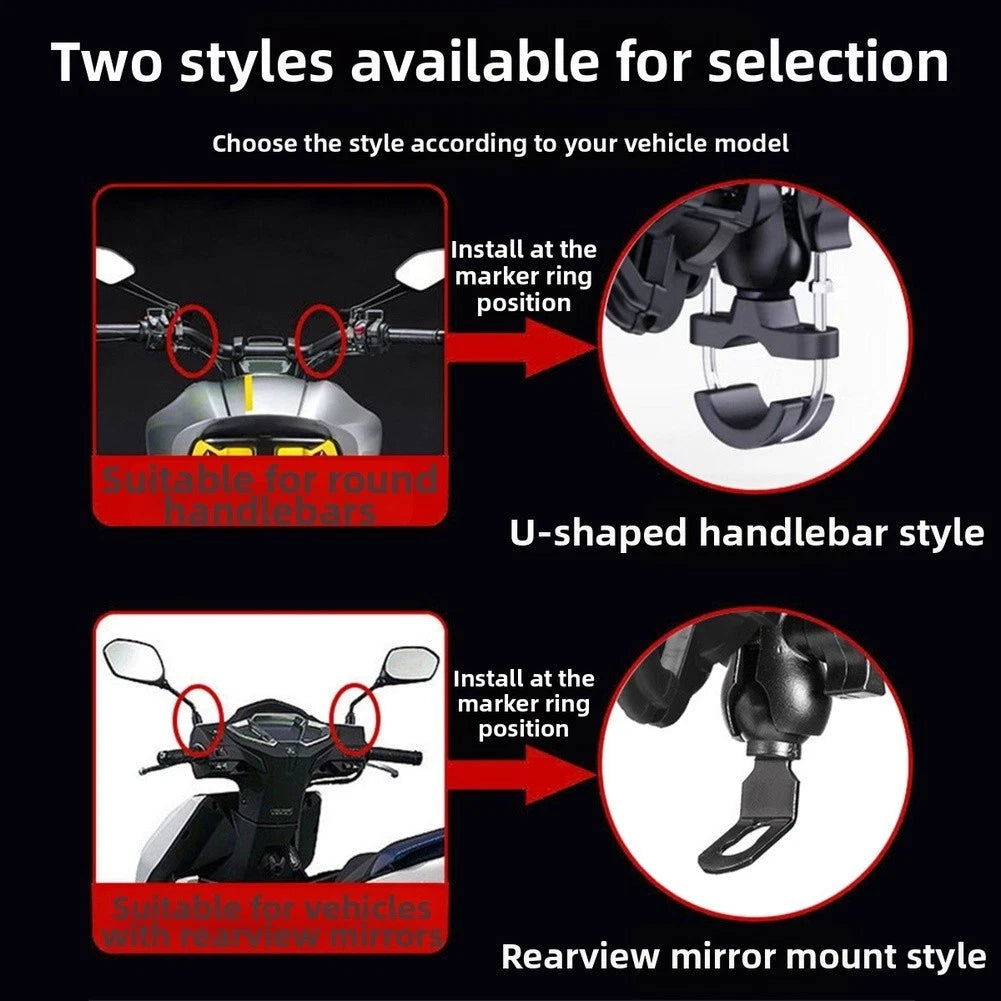 Handlebar Mirror Mount Phone Holder for Motorcycle (Shockproof, 360 Rotation)