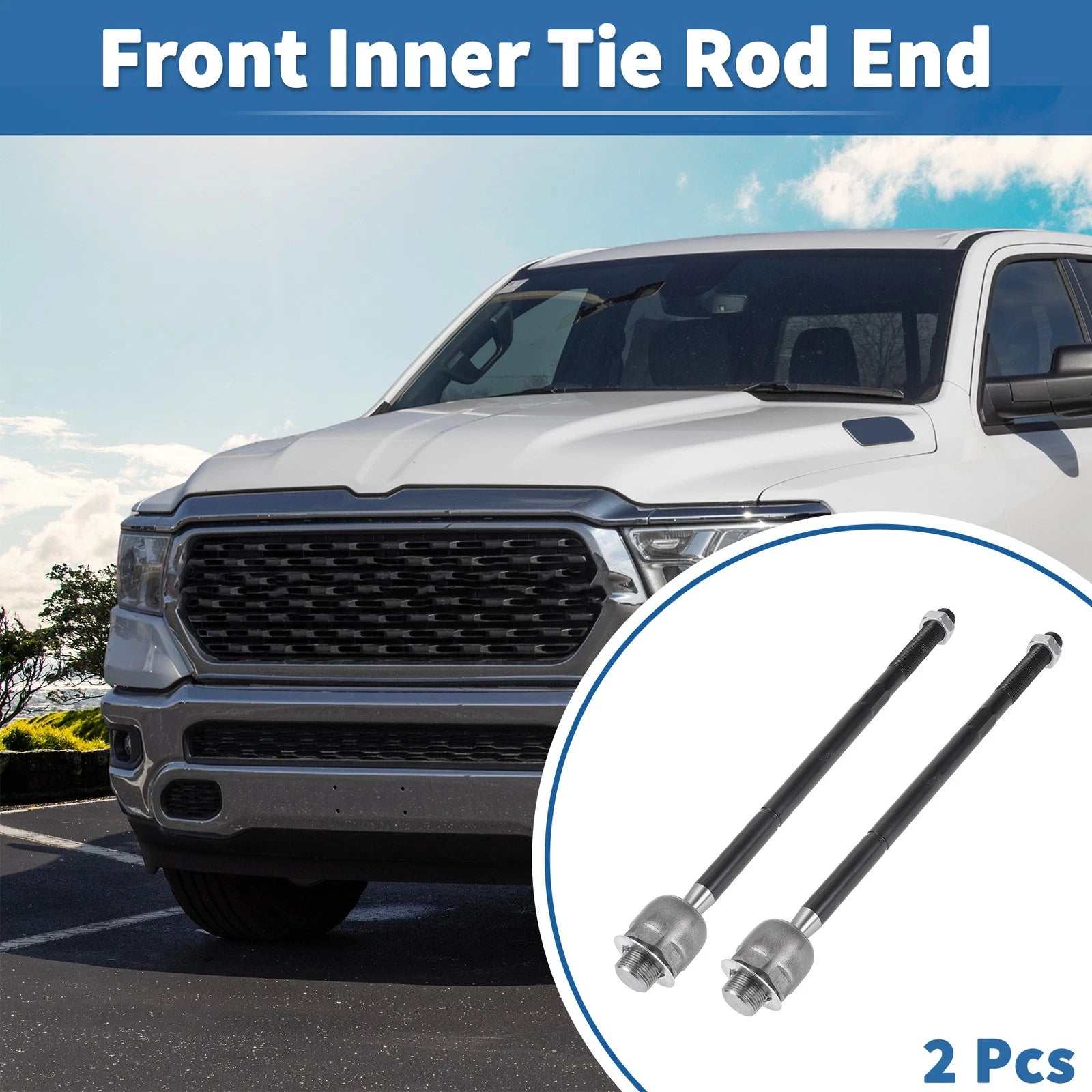 2pcs Front Inner Tie Rod End Links Replacement for Dodge Ram 1500 (2006–2010)