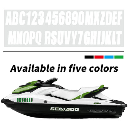 Set of 4 White Decals for Boat Registration A-Z & 0-9